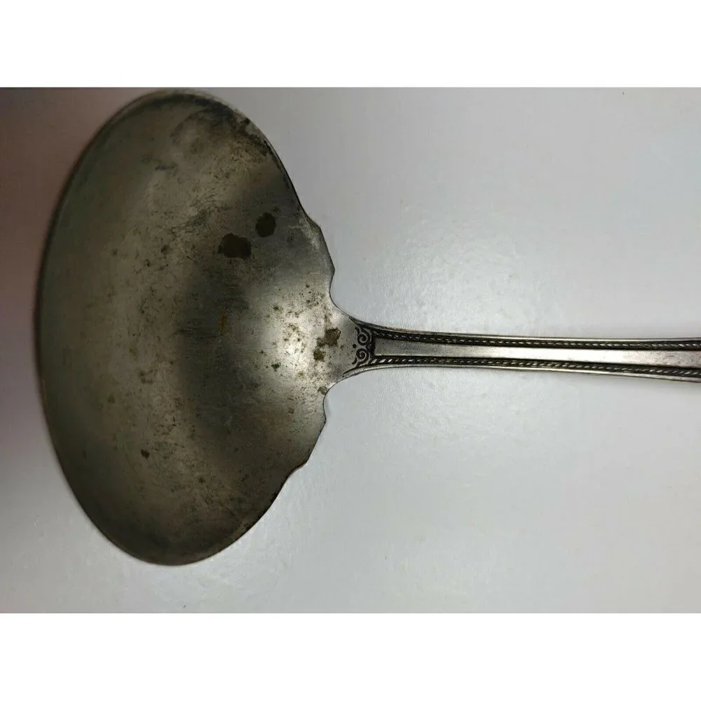 Sheffield Flatware Silverware Large English Silverplate Fiddlers Thread Ladle